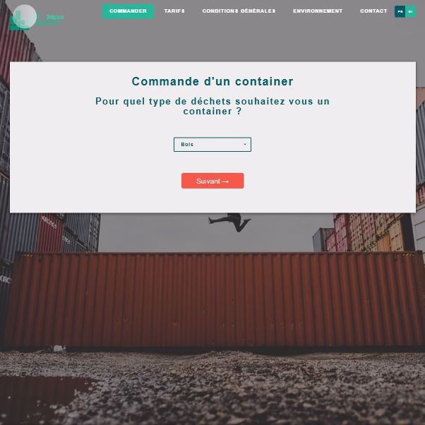 AZ Containers Order Page Screenshot